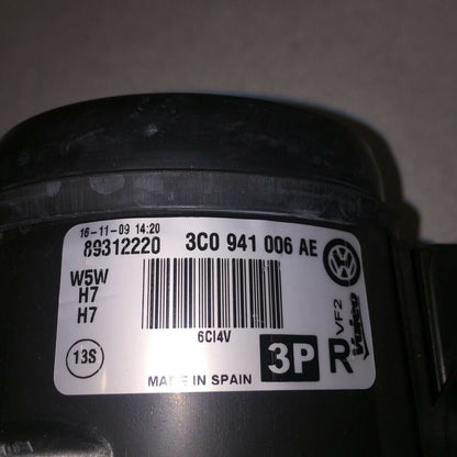 3C0941006AE VOLKSWAGEN PASSAT HEADLIGHT RIGHT PASSENGER 2006 2007 2008 2009 2010 HALOGEN OEM