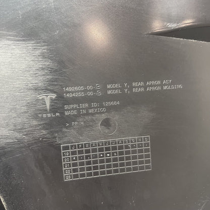 1492605-00-B TESLA MODEL Y APRON REAR COVER 2020 2021 2022 2023 OEM 1492605-00-B