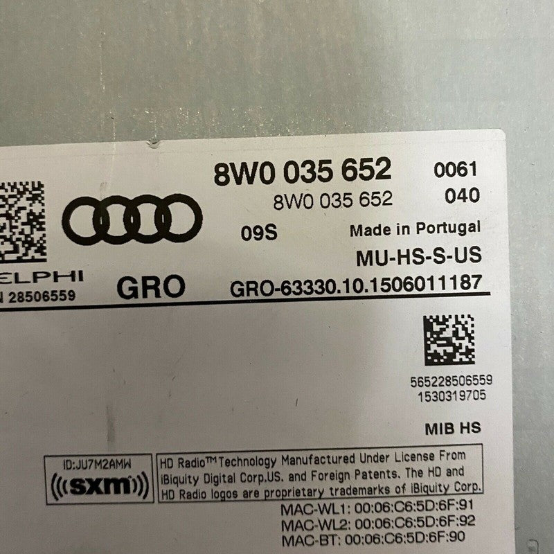 8W0035652 AUDI A4 S4 MULTIMEDIA RADIO HEAD UNIT SD1 SD2 8W0035652 2017 2018 2019 OEM