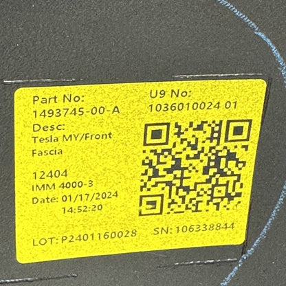 1493745-00-A TESLA MODEL Y FRONT BUMPER 2023 2024 NON SENSOR OEM 1493745-00-A