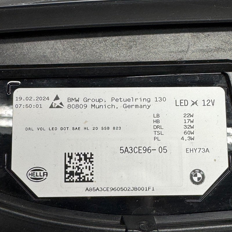 BMW IX HEADLIGHT RIGHT PASSENGER 2022 2023 2024 2025 LED OEM 5A3CE96