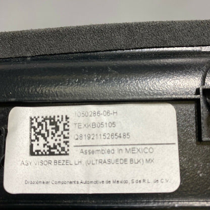 1050294-06-H TESLA MODEL X VISOR BEZEL LEFT 2016 2017 2018 2019 2020 ULTRASUEDE BLACK OEM