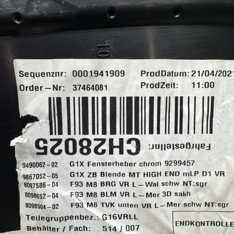 M8 BMW M8 840i M850i DOOR PANEL RIGHT FRONT 2020 2021 2022 2023 2024 OEM