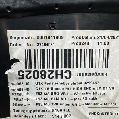 M8 BMW M8 840i M850i DOOR PANEL RIGHT FRONT 2020 2021 2022 2023 2024 OEM