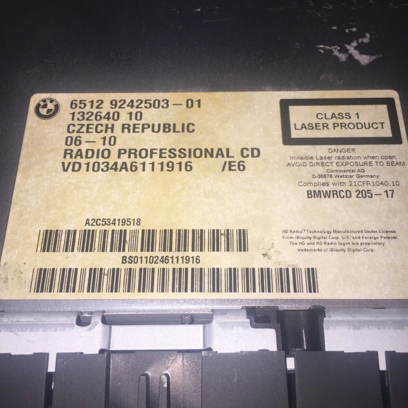 65129242503-01 BMW 128 328 335  RADIO PROFFESIONAL CD PLAYER 2007 2008 2009 2010 OEM