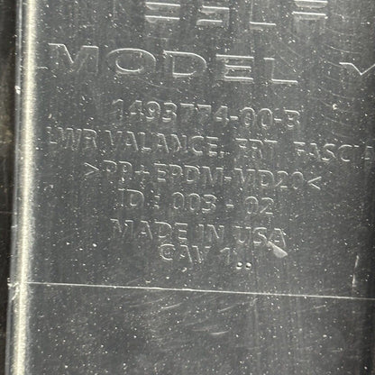 1493774-00-B TESLA MODEL Y FRONT BUMPER LOWER VALANCE 2020 2021 2022 2023 OEM 1497740-00-C