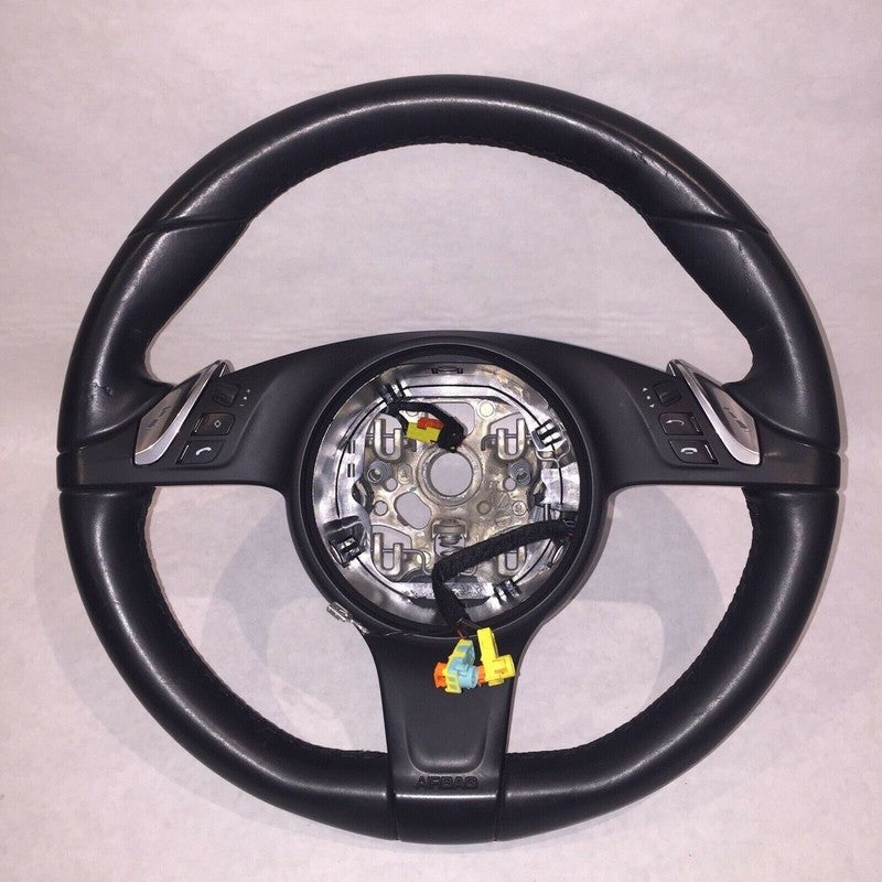 7PP419091CJA34 PORSCHE CAYENNE 958 PANAMERA 970 STEERING WHEEL 2014 2015 BLACK LEATHER OEM