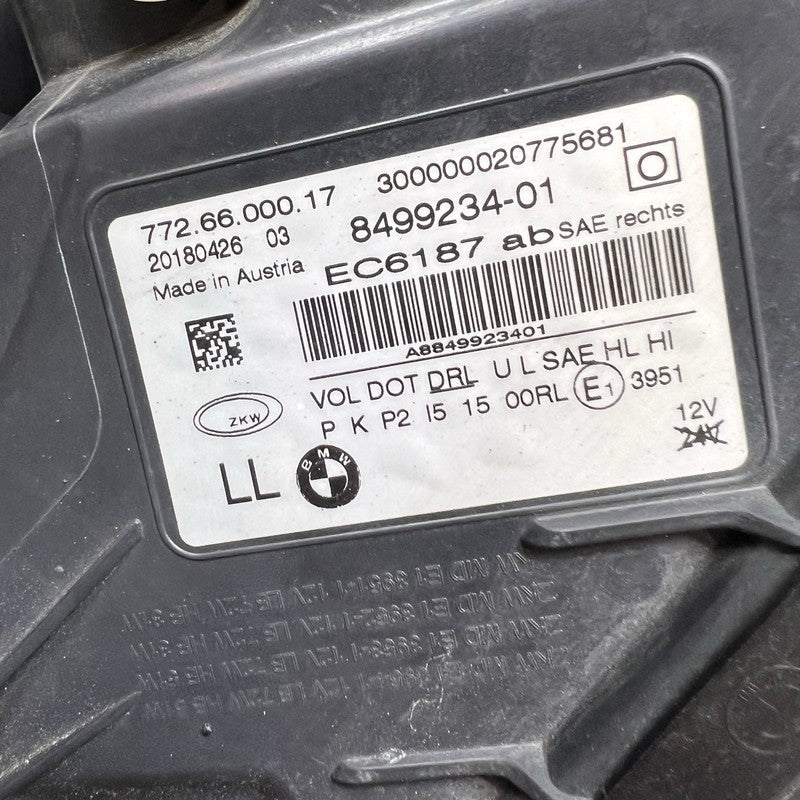 8499234 BMW 750 HEADLIGHT RIGHT PASSENGER ADOPTIVE LED 2016 2017 2018 2019 OEM 8499234