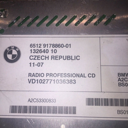 65129178860-01 BMW 128 135 RADIO PROFFESIONAL CD PLAYER 2007 2008 2009 OEM