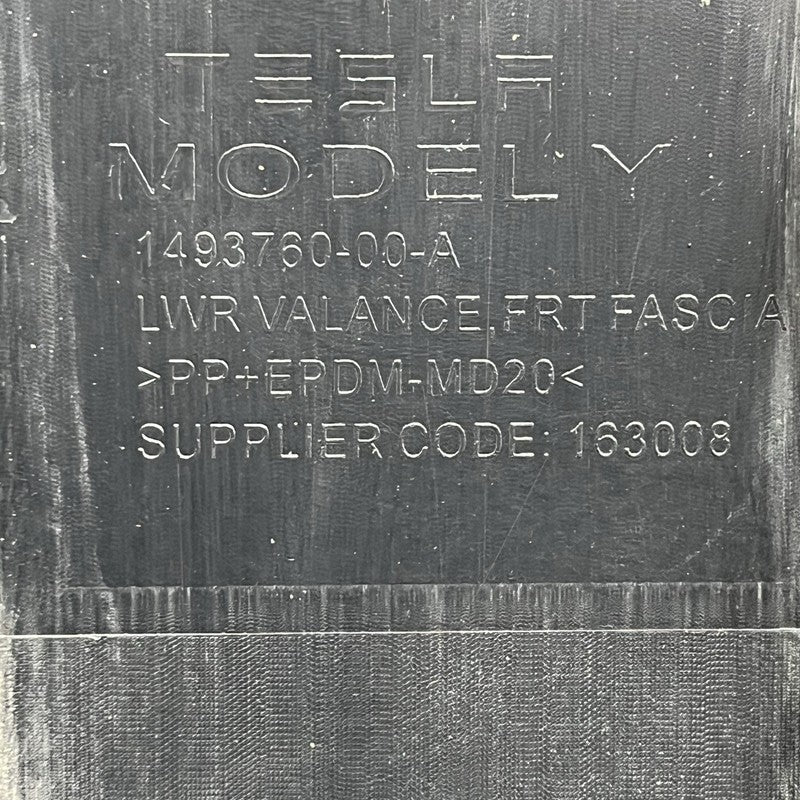 1493760-00-A TESLA MODEL Y FRONT BUMPER LOWER SPLASH SHILED 2020 2021 2022 2023 1493760-00-A