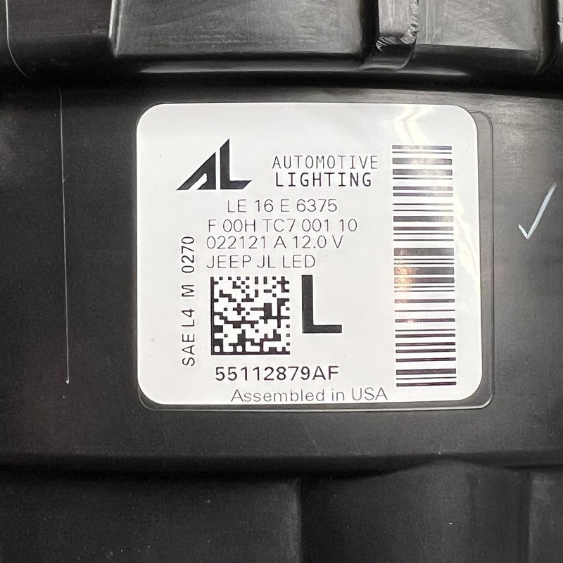 55112879AF JEEP WRANGLER HEADLIGHT LEFT DRIVER 2018 2019 2020 2021 2022 2023 LED 55112879AF