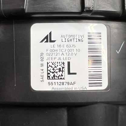 55112879AF JEEP WRANGLER HEADLIGHT LEFT DRIVER 2018 2019 2020 2021 2022 2023 LED 55112879AF
