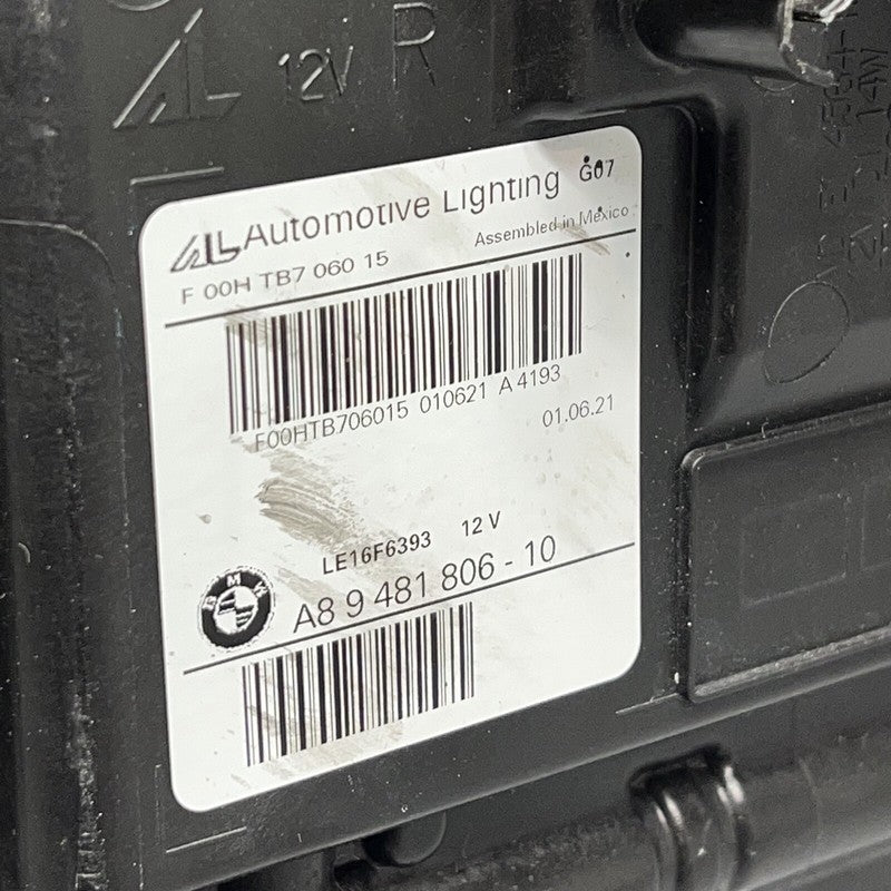 9481806-10 BMW X7 HEADLIGHT RIGHT PASSENGER 2019 2020 2021 LASER LED OEM 9481806