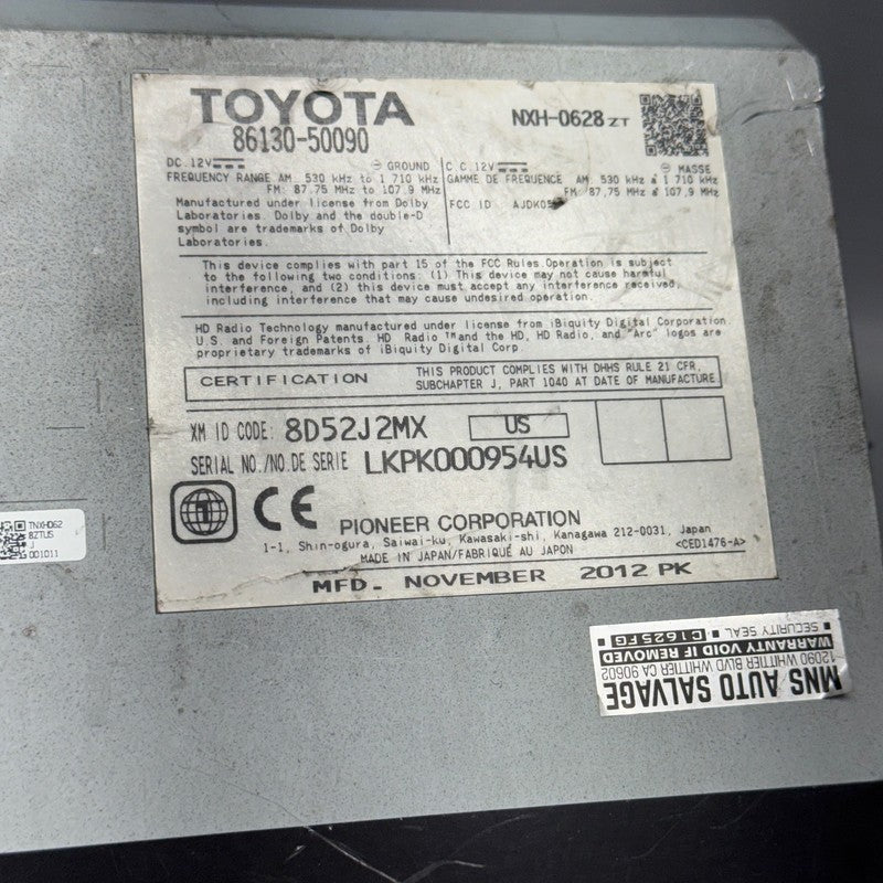 LEXUS LS460 GRACENOTE XM HD RADIO UNIT 2013 2014 OEM 86130-50090
