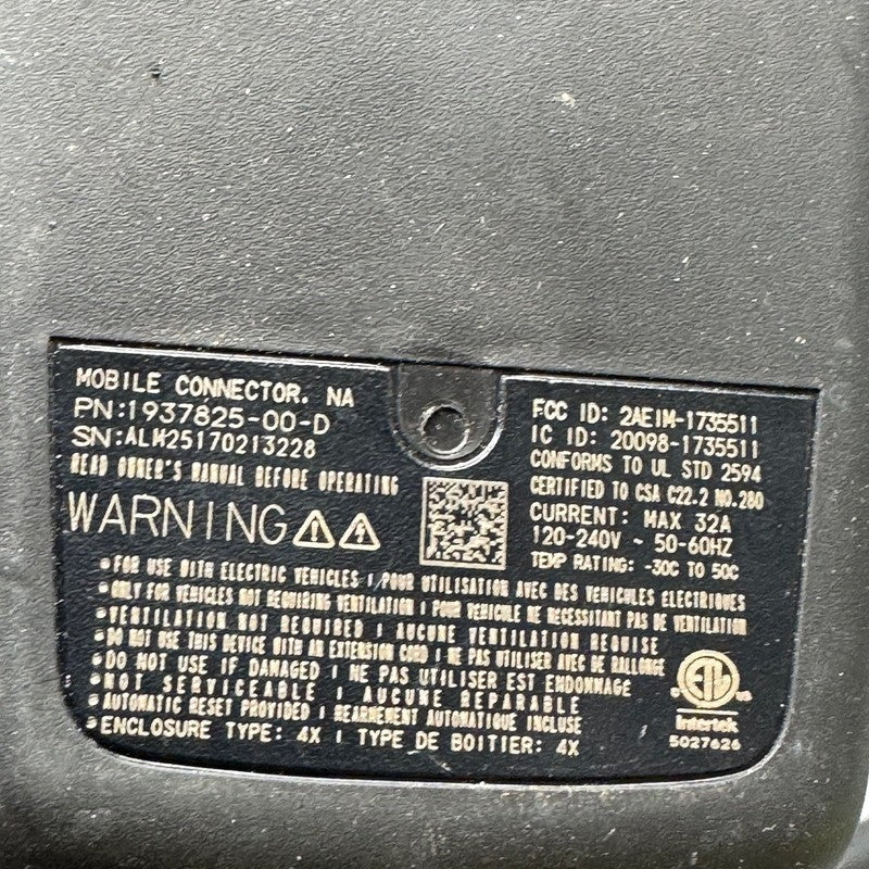 TESLA CYBERTRUCK CHARGER MOBILE CONNECTOR GEN 3 OEM 1937825-00-D