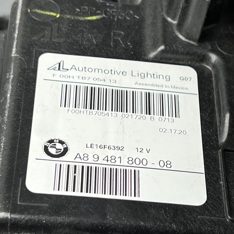 BMW X7 HEADLIGHT RIGHT PASSENGER LED 2019 2020 2021 2022 OEM 9481800-0
