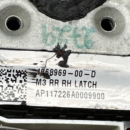 1068969-00-D TESLA MODEL 3 DOOR LATCH RIGHT REAR 2017 2018 2019 2020 OEM 1068969-00-D