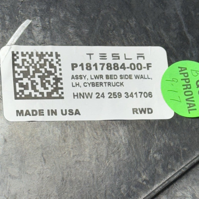 1817884-00-F TESLA CYBERTRUCK TRUNK BED WALL LEFT LOWER REAR 2024 2025 OEM 1817884-00-F