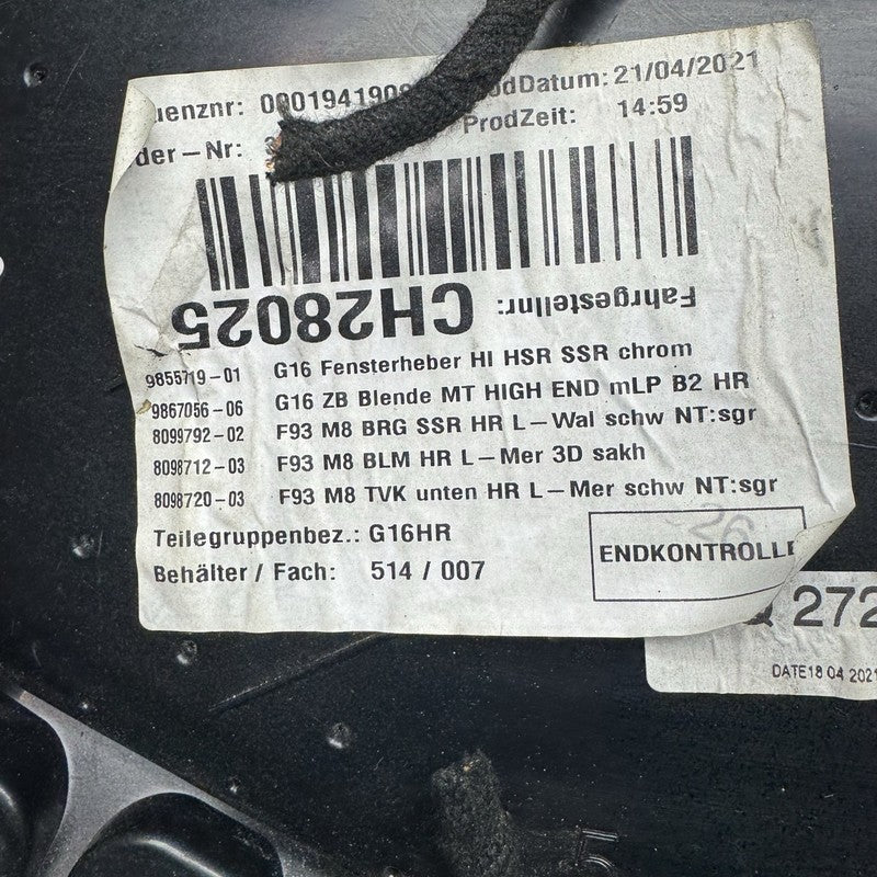 BMW M8 840i M850i DOOR PANEL RIGHT REAR 2020 2021 2022 2023 2024 OEM