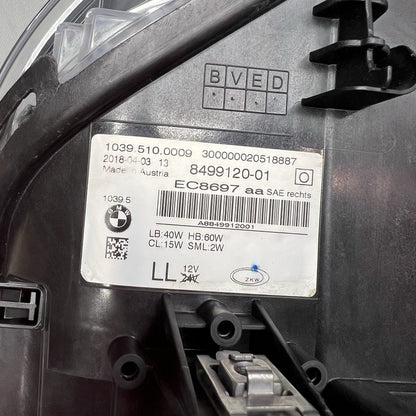 8499120 BMW 540 HEADLIGHT RIGHT PASSENGER 550 2018 2019 2020 OEM 8499120