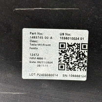 1493745-00-A TESLA MODEL Y FRONT BUMPER 2023 2024 NON SENSOR OEM 1493745-00-A