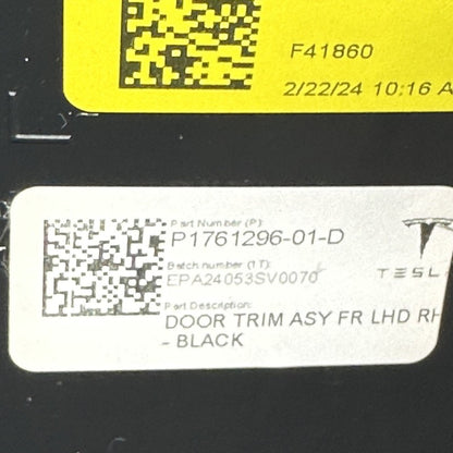 1761296-01-D TESLA MODEL 3 DOOR PANEL RIGHT FRONT 2017 18 19 20 21 22 2023 OEM 1761296-01-D