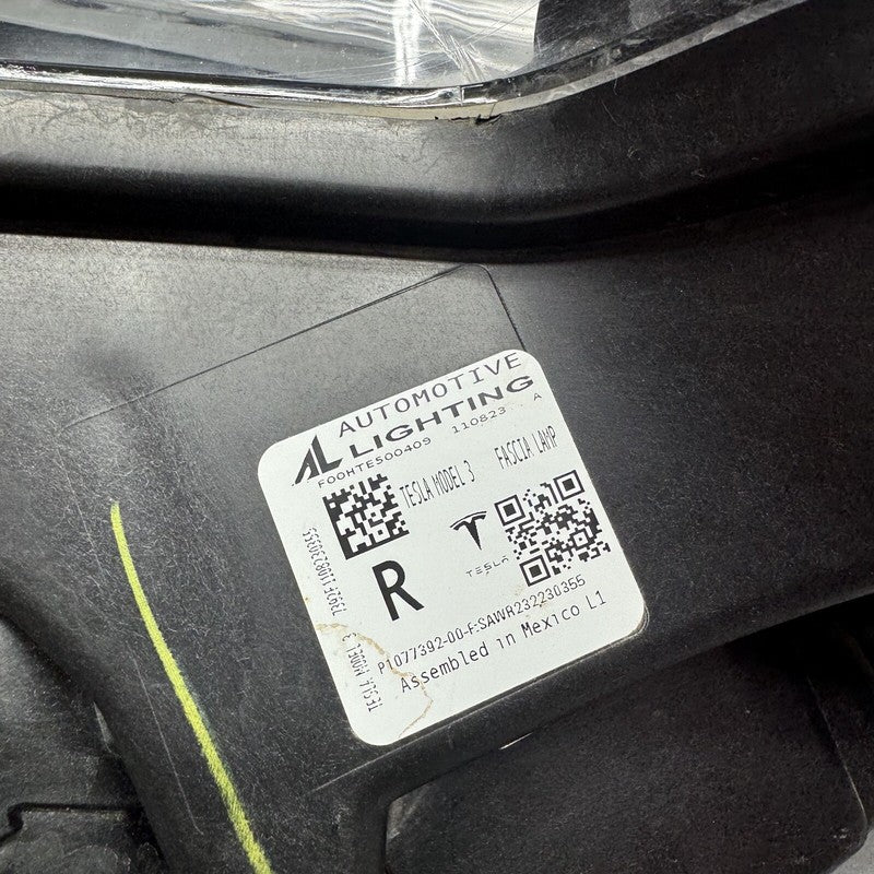 1077392-00-F TESLA MODEL 3 FOG LIGHT RIGHT PASSENGER 2017 18 19 20 21 2022 OEM 1077392-00-F
