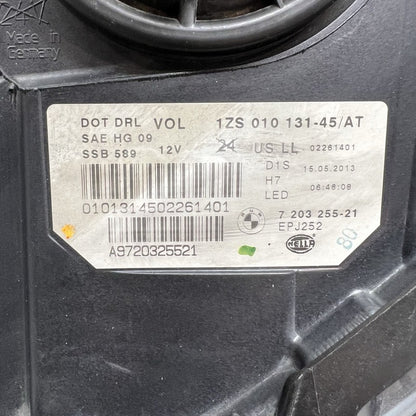 7203255 BMW 528 HEADLIGHT LEFT DRIVER 550 535 2011 2012 2013 XENON 7203255