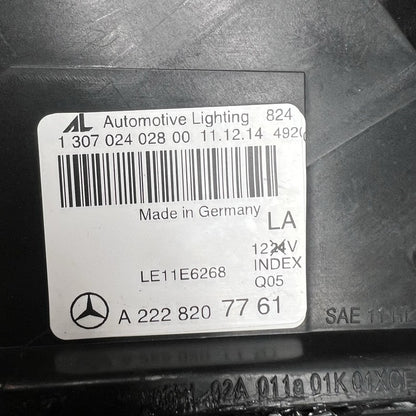 A2228207761 MERCEDES BENZ S550 HEADLIGHT LEFT DRIVER S600 2014 2015 2016 2017 A2228207761