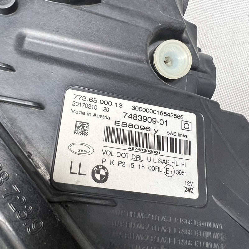7483909 BMW 750 HEADLIGHT LEFT DRIVER  FULL LED 2016 2017 2018 2019 OEM 7483909