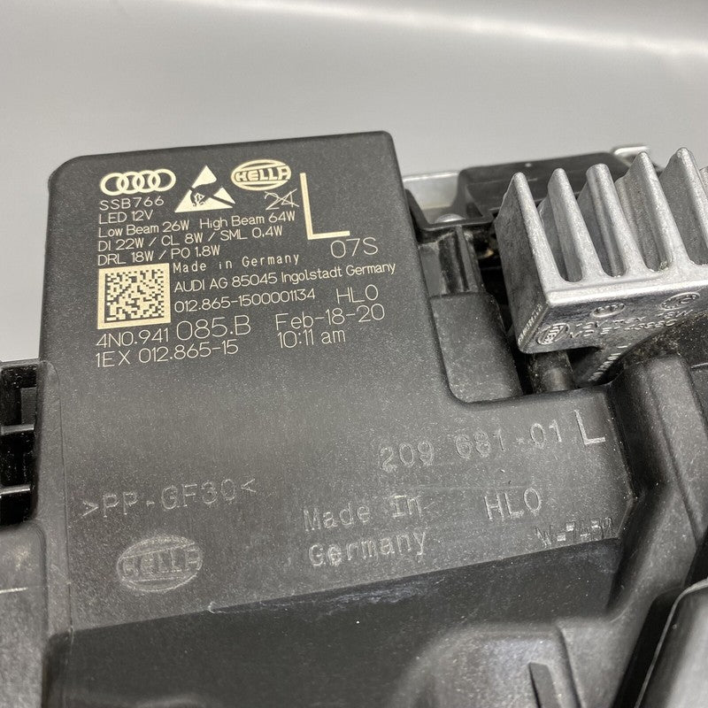 4N0941085B AUDI A8 HEADLIGHT LEFT DRIVER WITH LASER 4N0941085B 2019 2020 2021 2022 LED