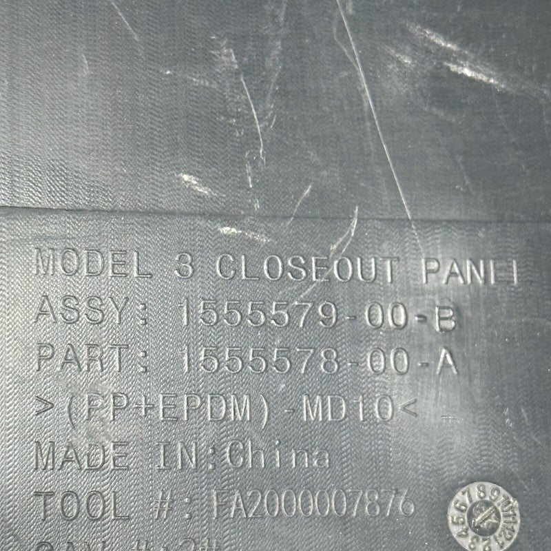 1555579-00-B TESLA MODEL 3 CLOSEOUT PANEL FRUNK 2017 2018 2019 2020 2021 2022 1555579-00-B