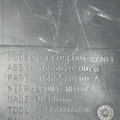 1555579-00-B TESLA MODEL 3 CLOSEOUT PANEL FRUNK 2017 2018 2019 2020 2021 2022 1555579-00-B