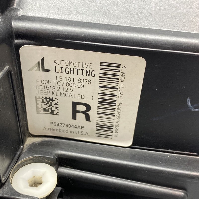 JEEP CHEROKEE HEADLIGHT RIGHT PASSENGER LED OEM 2019 2020 2021 6827594