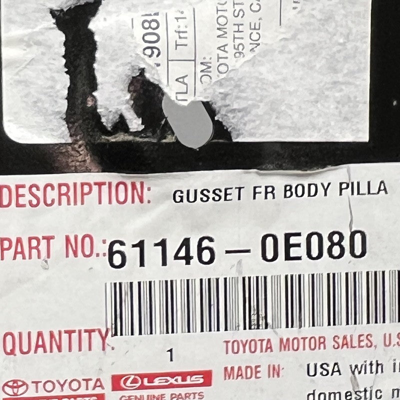 61146-0E080 TOYOTA HIGHLANDER GUSSET FRONT BODY PILLAR LEFT 2020 2021 2022 2023 2024 OEM