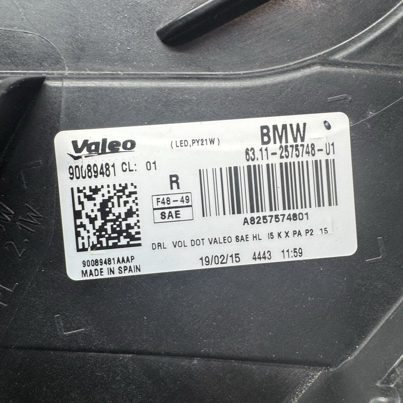 63117193712 BMW X1 HEADLIGHT RIGHT PASSENGER 2016 2017 2018 2019 FULL LED OEM 63112575748