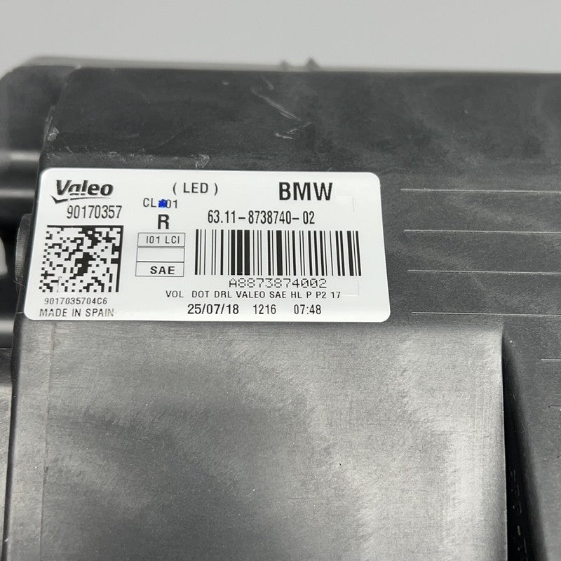 63118738740 BMW I3 HEADLIGHT RIGHT PASSENGER LED 2018 2019 OEM 63118738740