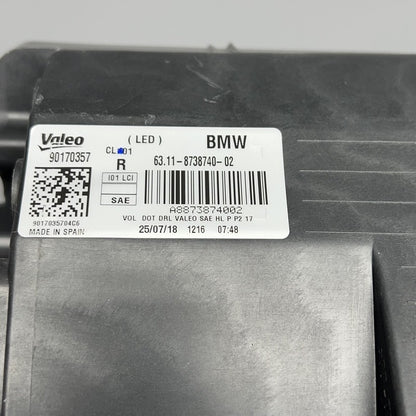 63118738740 BMW I3 HEADLIGHT RIGHT PASSENGER LED 2018 2019 OEM 63118738740