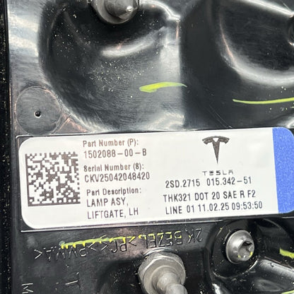 1502088-00-B TESLA MODEL 3 Y TAIL LIGHT INNER LEFT 2017 2018 2019 2020 2021 2022 2023 2024 