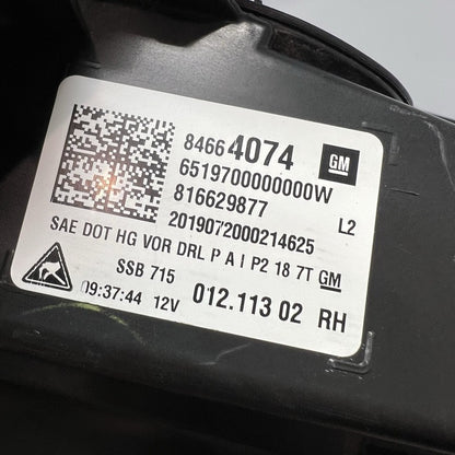 84664074 GMC TERRAIN HEADLIGHT RIGHT PASSENGER XENON 2018 2019 2020 2021 OEM 84664074