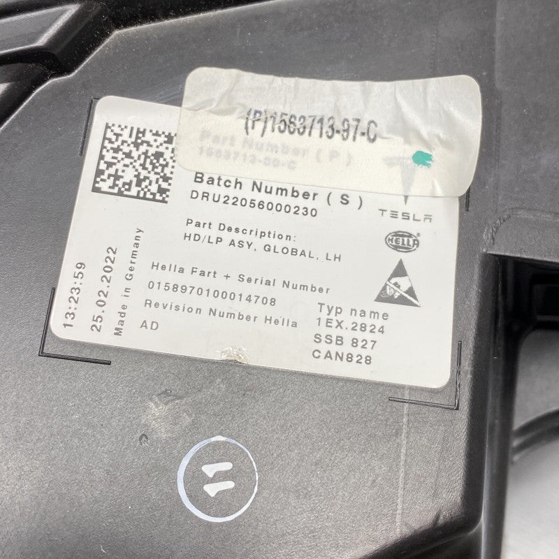 1563713-97-C TESLA MODEL S PLAID HEADLIGHT LEFT DRIVER 2021 2022 2023 LED OEM 1563713-97-C