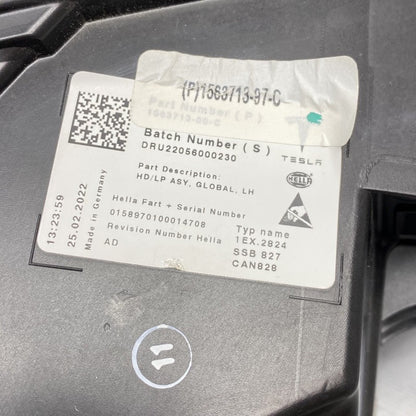 1563713-97-C TESLA MODEL S PLAID HEADLIGHT LEFT DRIVER 2021 2022 2023 LED OEM 1563713-97-C