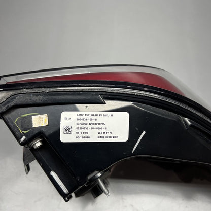 1034332-00-B TESLA MODEL X TAIL LIGHT LEFT DRIVER 2016 17 18 19 2020 LED OEM 1034332-00-B