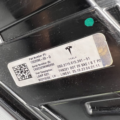 1502086-00-D TESLA MODEL Y TAIL LIGHT LEFT DRIVER 2020 2021 2022 2023 OEM 1502086-00-D