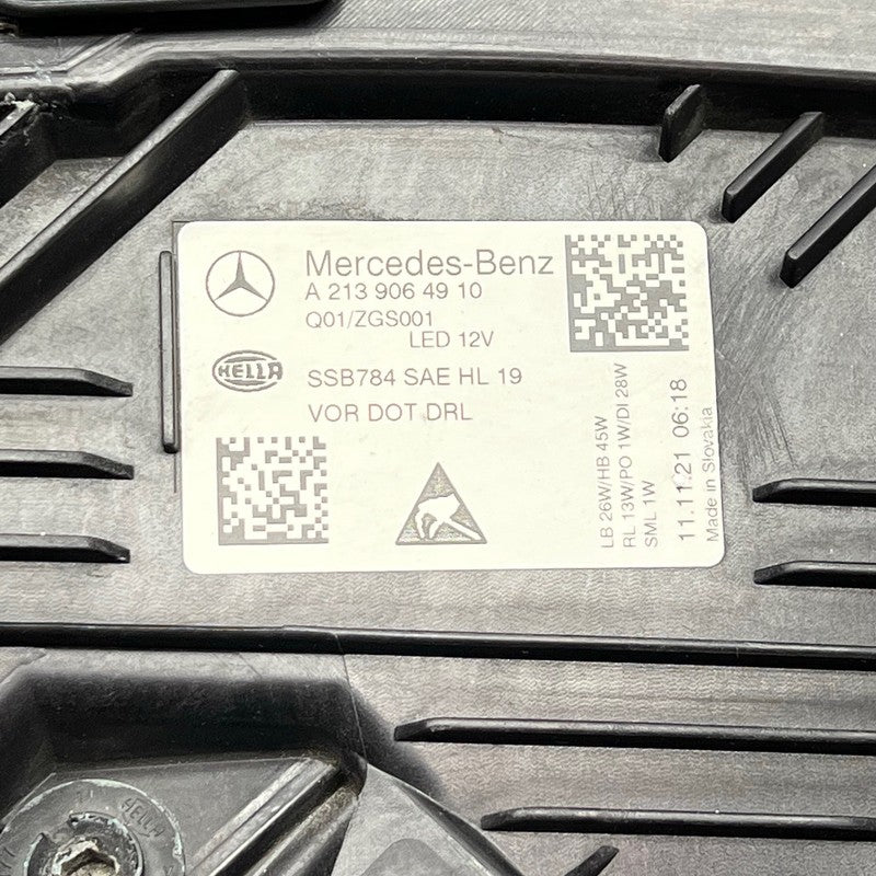 MERCEDES BENZ E300 HEADLIGHT LEFT DRIVER 2021 2022 2023 LED OEM A21390