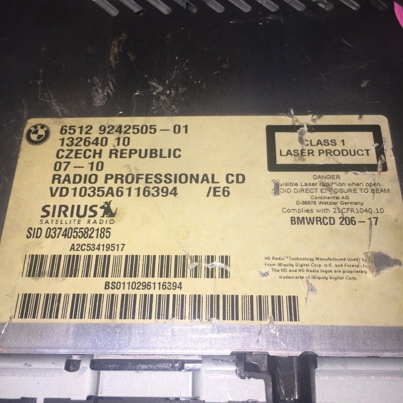 65129242505-01 BMW X1 RADIO PROFFESIONAL CD PLAYER SATELLITE 2010 2011 2012 OEM