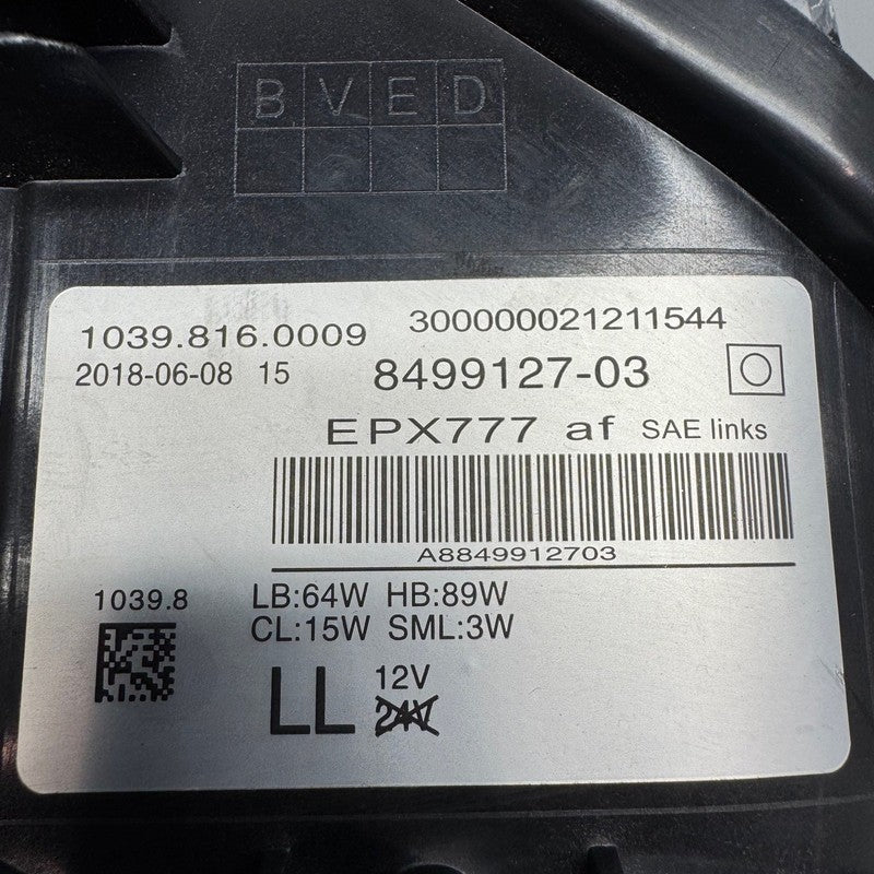 BMW 540I 530I M5 HEADLIGHT LEFT DRIVER 2017-2019 2020 AFTERMARKET 8499