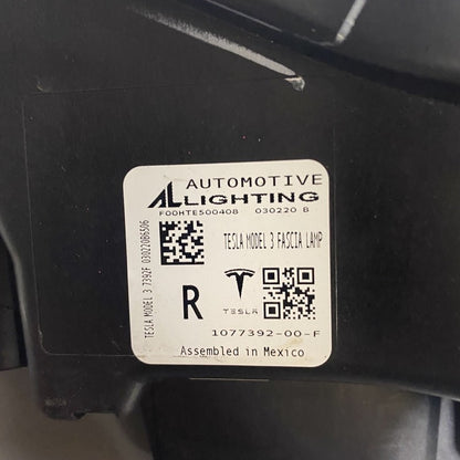 1077392-00-F TESLA MODEL 3 FOG LIGHT RIGHT PASSENGER  2017 2018 2019 2020 OEM DAMAGED