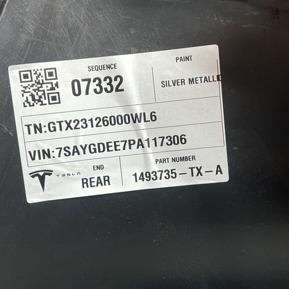 1493735-TX-A TESLA MODEL Y REAR BUMPER 2023 OEM NON SENSOR 1493735-TX-A