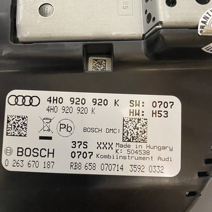 4H0920920K AUDI A8 SPEEDOPMETER CLUSTER 2011 2012 2013 2014 2015 OEM 4H0920920K